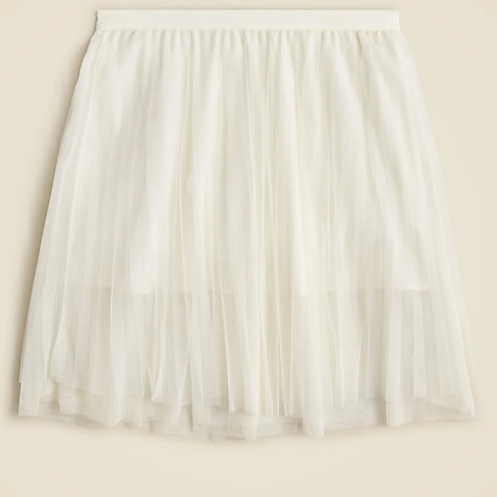 J.Crew Girls' pleated midi skirt in tulle in Ivory size XL NWT